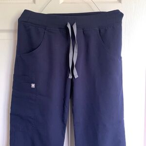 Figs xs tall navy Kade scrub pants with small bleach stains